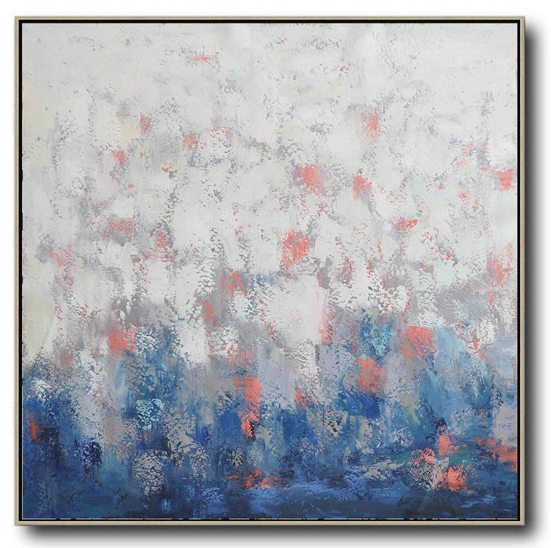 Extra Large Textured Painting On Canvas,Oversized Contemporary Art,Large Oil Canvas Art,Blue,Taupe,White,Pink.etc